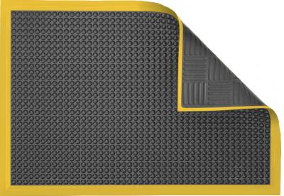 Antistatic Antistatic Anti-Fatigue Floor Mat with 5 cm Yellow Bevel | AFB Complete Bubble | Fire-Retardant | Dark Grey | 60 x 120 cm